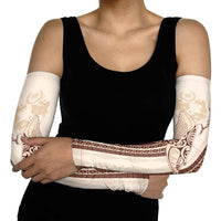 Swimming With Humpback Whales Season Tonga Arm Sleeves Tongan Tofuaa Ngatu Pattern Brown