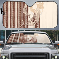 Swimming With Humpback Whales Season Tonga Auto Sun Shade Tongan Tofuaa Ngatu Pattern Brown