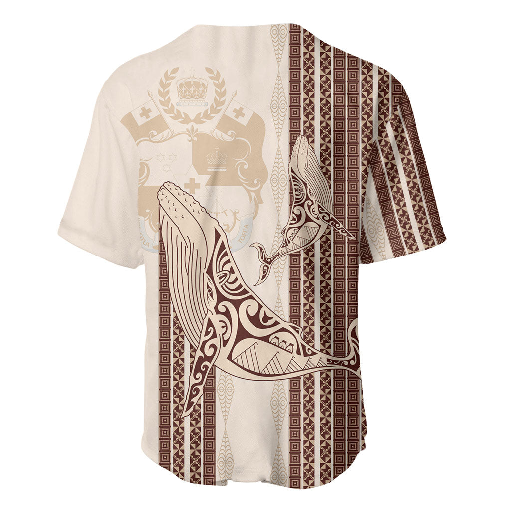 Swimming With Humpback Whales Season Tonga Baseball Jersey Tongan Tofuaa Ngatu Pattern Brown