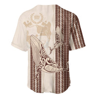 Swimming With Humpback Whales Season Tonga Baseball Jersey Tongan Tofuaa Ngatu Pattern Brown