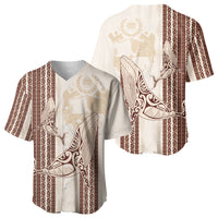Swimming With Humpback Whales Season Tonga Baseball Jersey Tongan Tofuaa Ngatu Pattern Brown