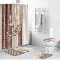 Swimming With Humpback Whales Season Tonga Bathroom Set Tongan Tofuaa Ngatu Pattern Brown