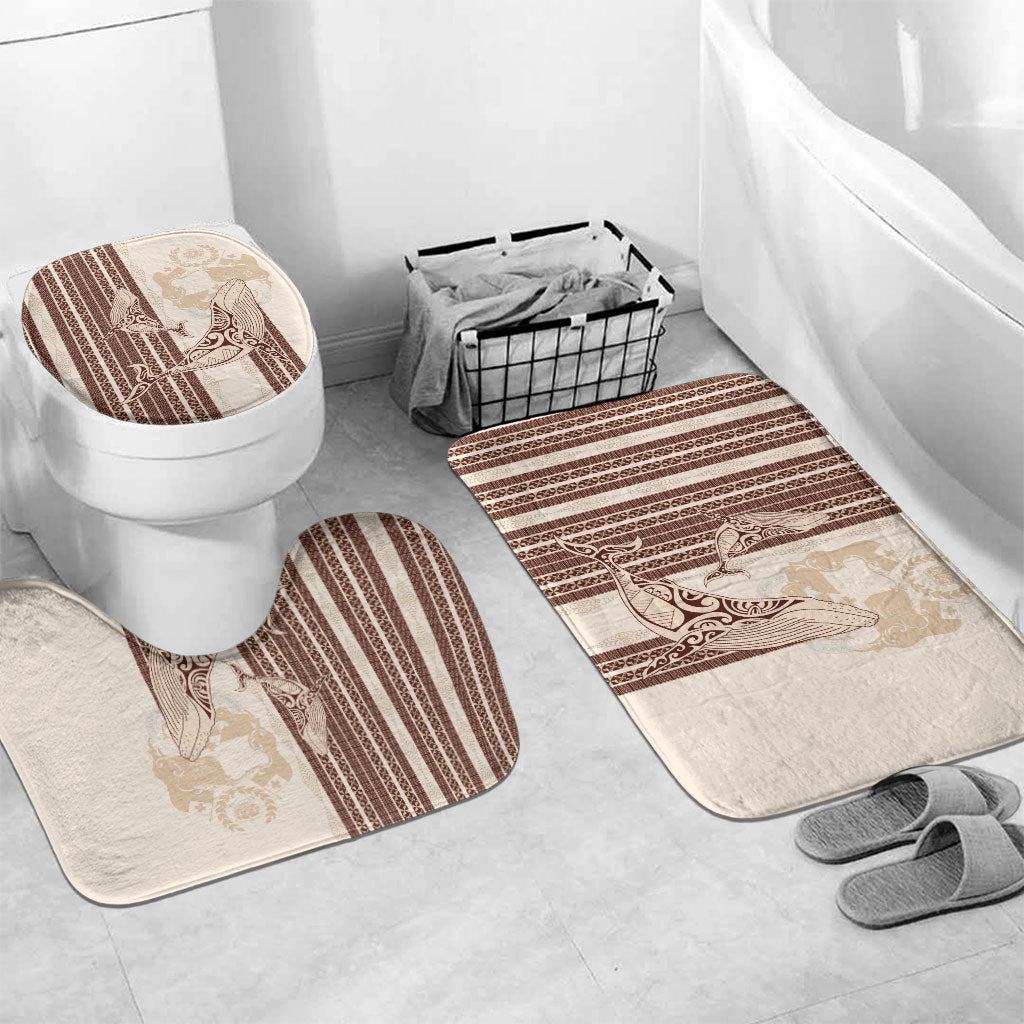 Swimming With Humpback Whales Season Tonga Bathroom Set Tongan Tofuaa Ngatu Pattern Brown