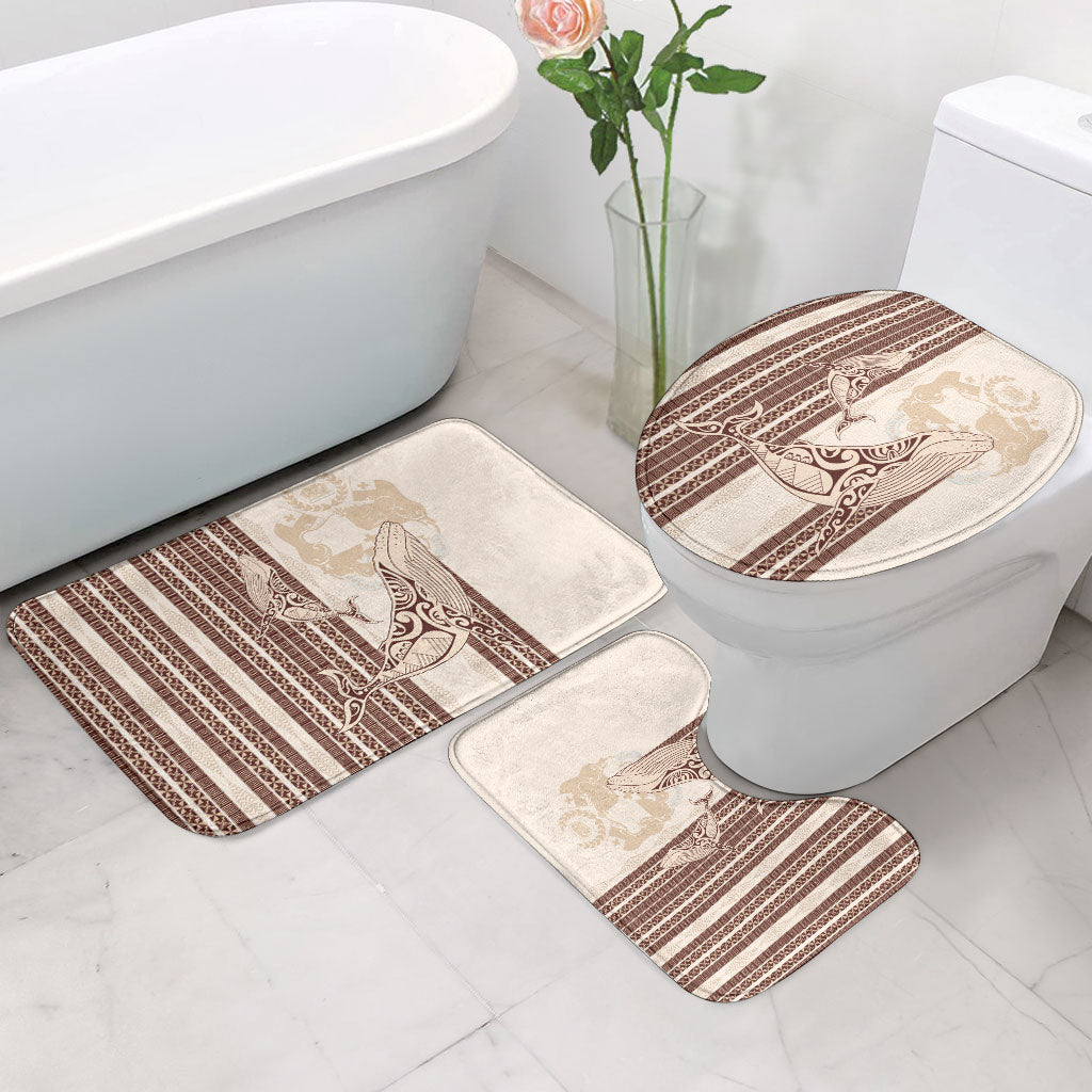 Swimming With Humpback Whales Season Tonga Bathroom Set Tongan Tofuaa Ngatu Pattern Brown
