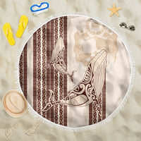 Swimming With Humpback Whales Season Tonga Beach Blanket Tongan Tofuaa Ngatu Pattern Brown