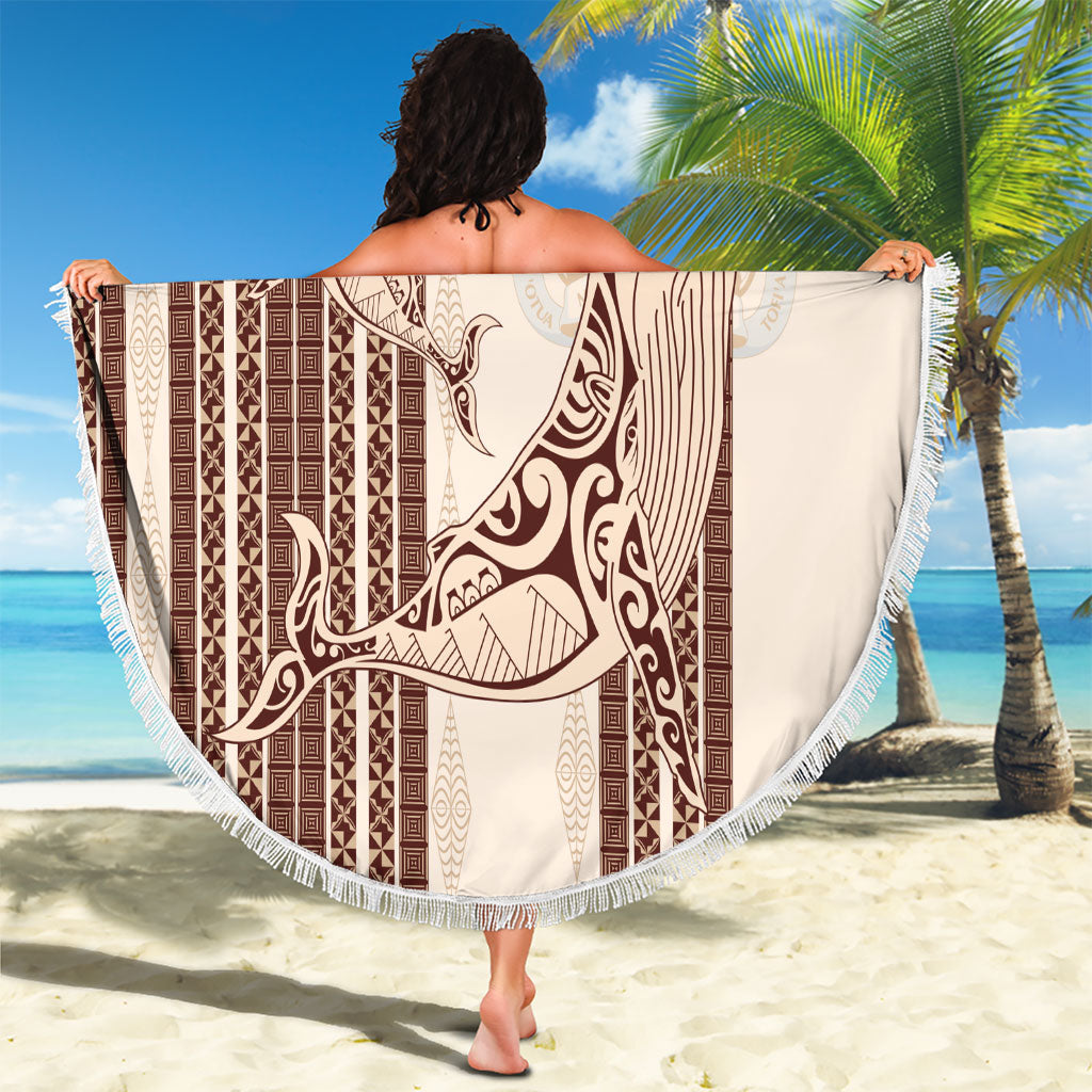 Swimming With Humpback Whales Season Tonga Beach Blanket Tongan Tofuaa Ngatu Pattern Brown