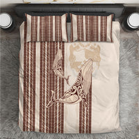 Swimming With Humpback Whales Season Tonga Bedding Set Tongan Tofuaa Ngatu Pattern Brown