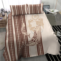Swimming With Humpback Whales Season Tonga Bedding Set Tongan Tofuaa Ngatu Pattern Brown