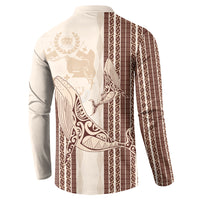 Swimming With Humpback Whales Season Tonga Button Sweatshirt Tongan Tofuaa Ngatu Pattern Brown