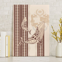 Swimming With Humpback Whales Season Tonga Canvas Wall Art Tongan Tofuaa Ngatu Pattern Brown