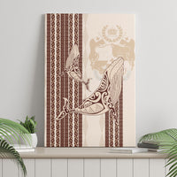 Swimming With Humpback Whales Season Tonga Canvas Wall Art Tongan Tofuaa Ngatu Pattern Brown