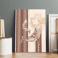 Swimming With Humpback Whales Season Tonga Canvas Wall Art Tongan Tofuaa Ngatu Pattern Brown