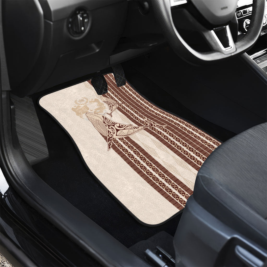 Swimming With Humpback Whales Season Tonga Car Mats Tongan Tofuaa Ngatu Pattern Brown