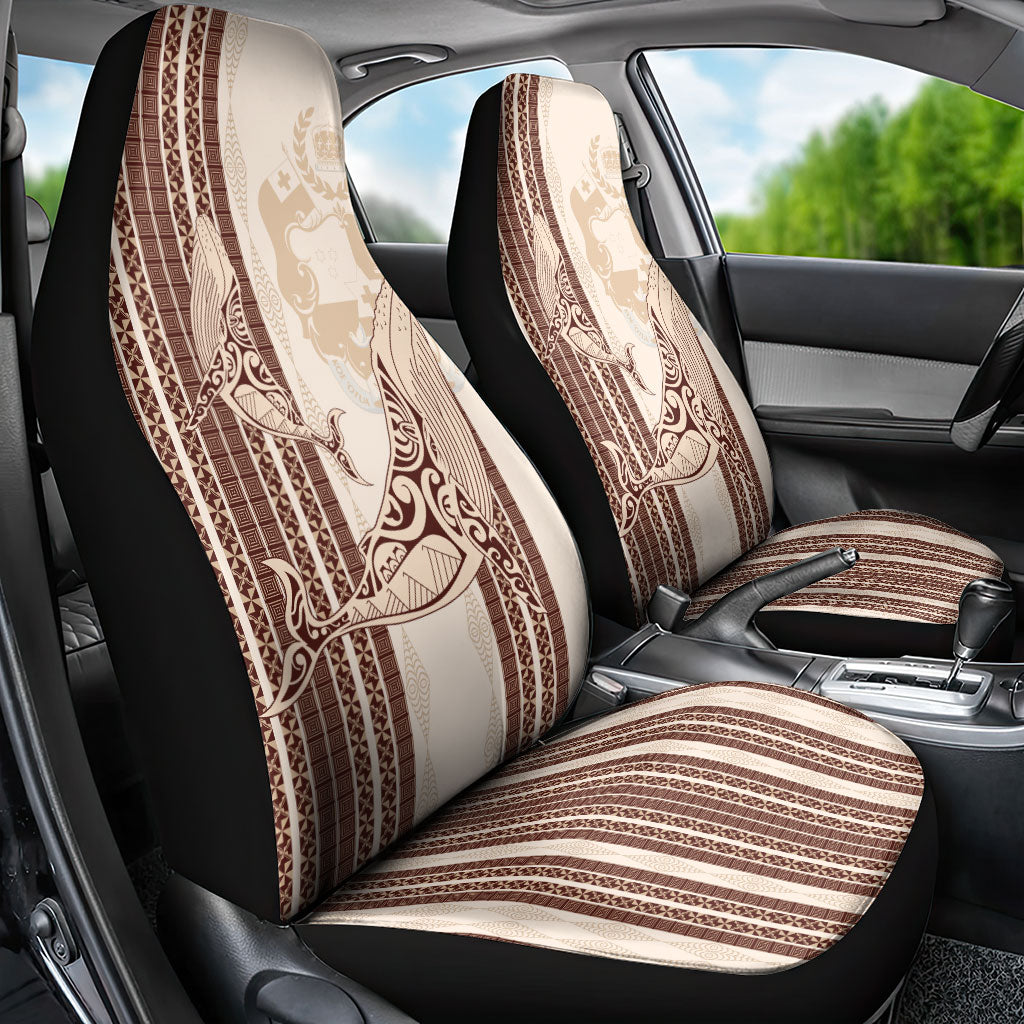 Swimming With Humpback Whales Season Tonga Car Seat Cover Tongan Tofuaa Ngatu Pattern Brown
