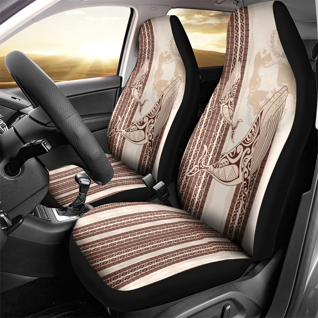 Swimming With Humpback Whales Season Tonga Car Seat Cover Tongan Tofuaa Ngatu Pattern Brown