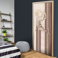 Swimming With Humpback Whales Season Tonga Door Cover Tongan Tofuaa Ngatu Pattern Brown