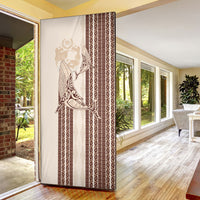 Swimming With Humpback Whales Season Tonga Door Cover Tongan Tofuaa Ngatu Pattern Brown