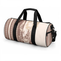 Swimming With Humpback Whales Season Tonga Duffle Bag Tongan Tofuaa Ngatu Pattern Brown