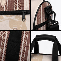Swimming With Humpback Whales Season Tonga Duffle Bag Tongan Tofuaa Ngatu Pattern Brown