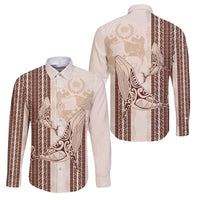 Swimming With Humpback Whales Season Tonga Family Matching Puletasi and Hawaiian Shirt Tongan Tofuaa Ngatu Pattern Brown
