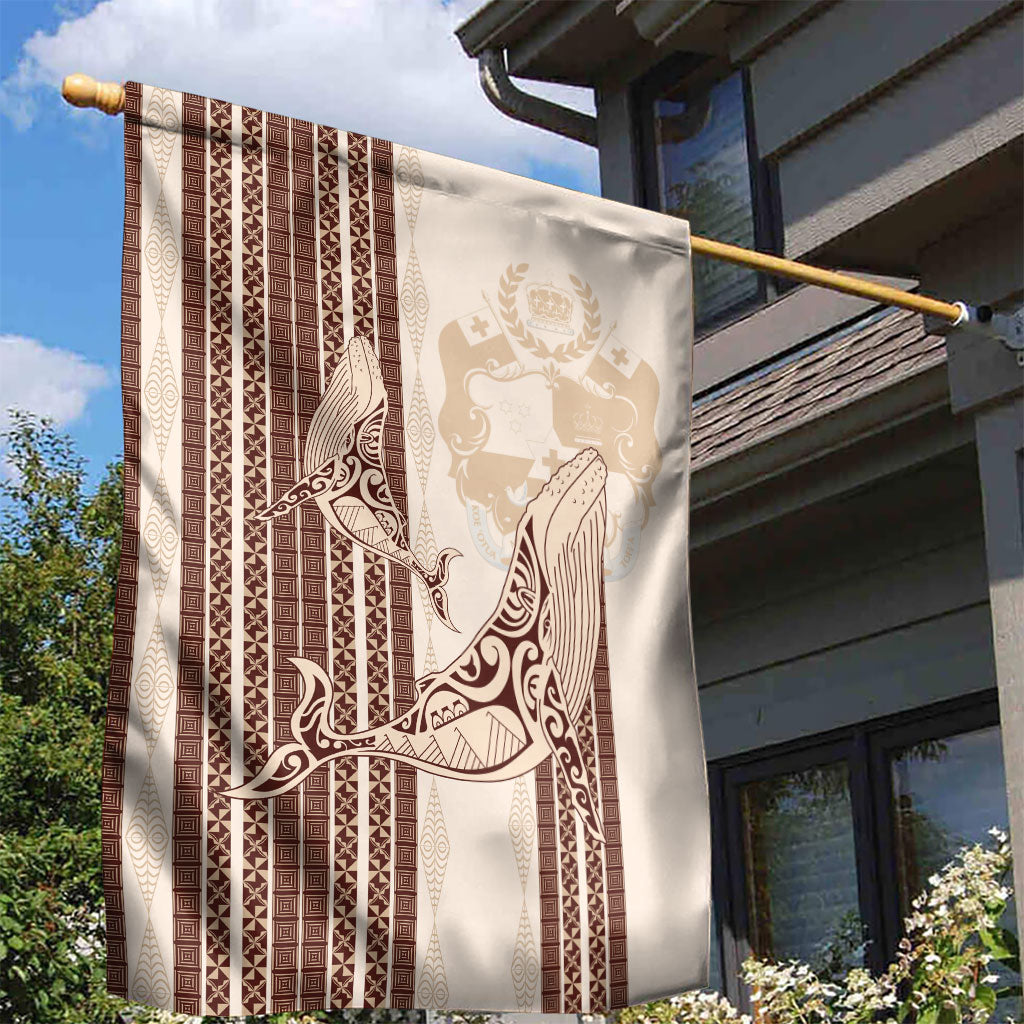 Swimming With Humpback Whales Season Tonga Garden Flag Tongan Tofuaa Ngatu Pattern Brown