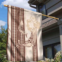 Swimming With Humpback Whales Season Tonga Garden Flag Tongan Tofuaa Ngatu Pattern Brown