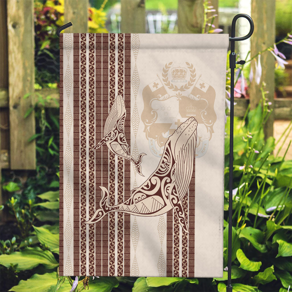 Swimming With Humpback Whales Season Tonga Garden Flag Tongan Tofuaa Ngatu Pattern Brown