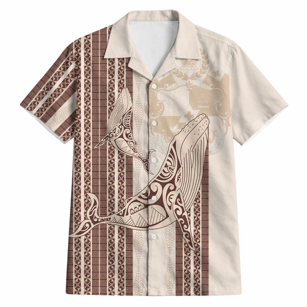 Swimming With Humpback Whales Season Tonga Hawaiian Shirt Tongan Tofuaa Ngatu Pattern Brown