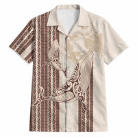 Swimming With Humpback Whales Season Tonga Hawaiian Shirt Tongan Tofuaa Ngatu Pattern Brown