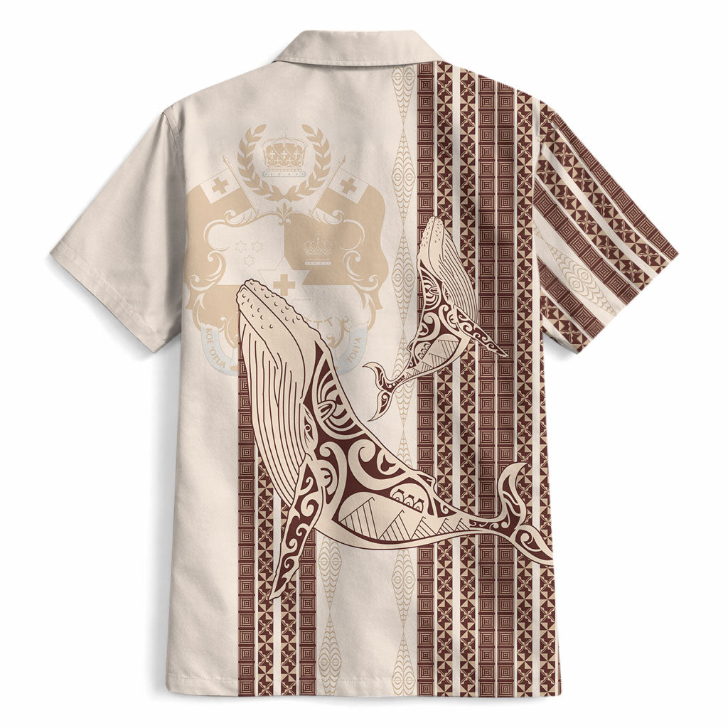 Swimming With Humpback Whales Season Tonga Hawaiian Shirt Tongan Tofuaa Ngatu Pattern Brown