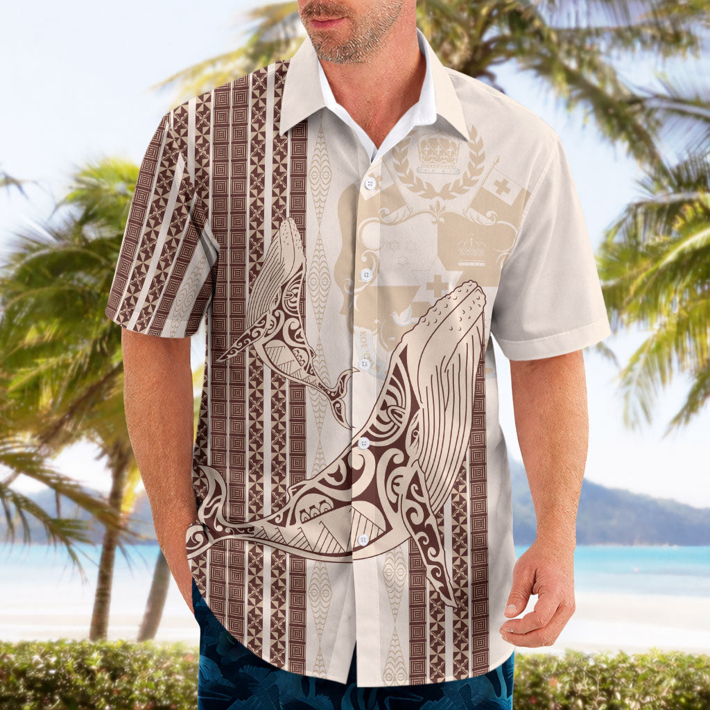 Swimming With Humpback Whales Season Tonga Hawaiian Shirt Tongan Tofuaa Ngatu Pattern Brown