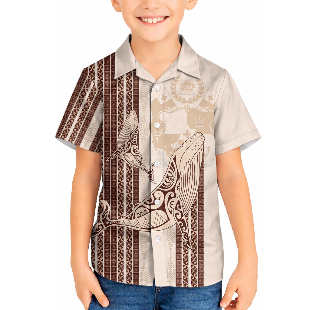 Swimming With Humpback Whales Season Tonga Hawaiian Shirt Tongan Tofuaa Ngatu Pattern Brown
