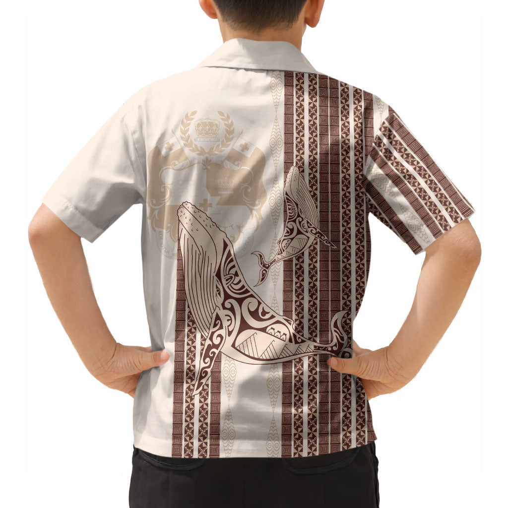 Swimming With Humpback Whales Season Tonga Hawaiian Shirt Tongan Tofuaa Ngatu Pattern Brown