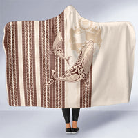 Swimming With Humpback Whales Season Tonga Hooded Blanket Tongan Tofuaa Ngatu Pattern Brown