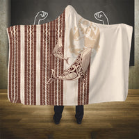 Swimming With Humpback Whales Season Tonga Hooded Blanket Tongan Tofuaa Ngatu Pattern Brown