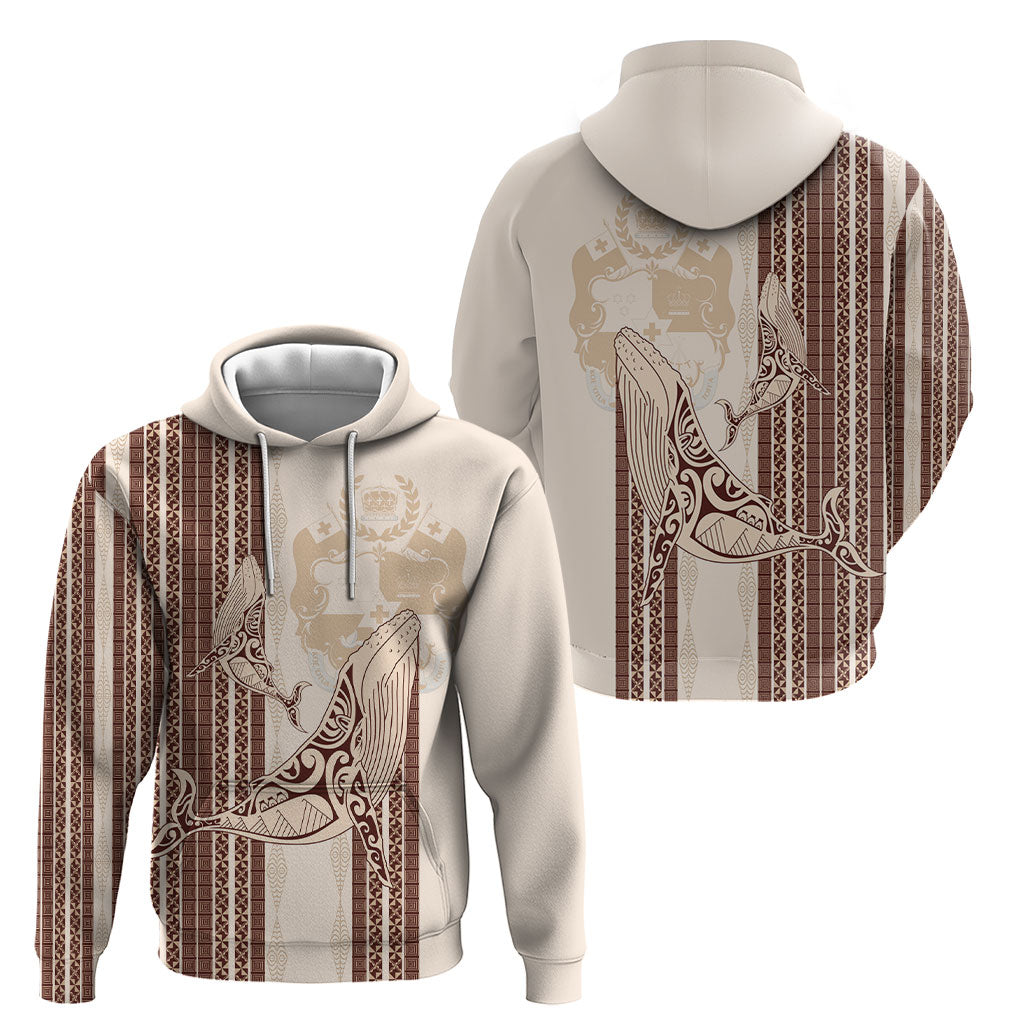 Swimming With Humpback Whales Season Tonga Hoodie Tongan Tofuaa Ngatu Pattern Brown