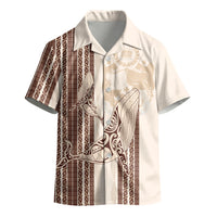 Swimming With Humpback Whales Season Tonga Kid Hawaiian Shirt Tongan Tofuaa Ngatu Pattern Brown