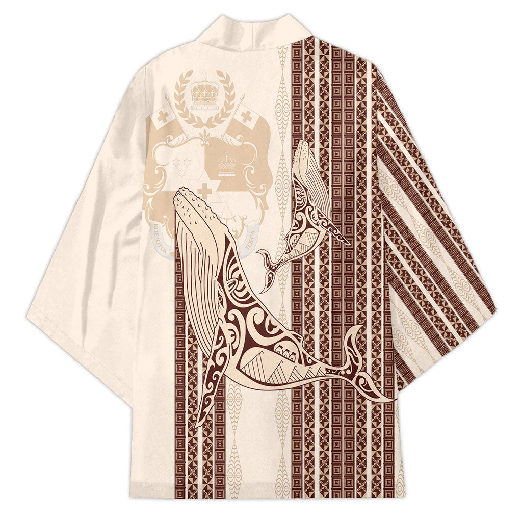 Swimming With Humpback Whales Season Tonga Kimono Tongan Tofuaa Ngatu Pattern Brown