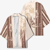 Swimming With Humpback Whales Season Tonga Kimono Tongan Tofuaa Ngatu Pattern Brown