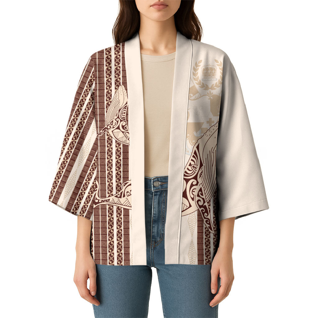 Swimming With Humpback Whales Season Tonga Kimono Tongan Tofuaa Ngatu Pattern Brown