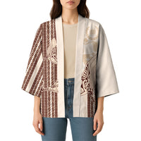 Swimming With Humpback Whales Season Tonga Kimono Tongan Tofuaa Ngatu Pattern Brown