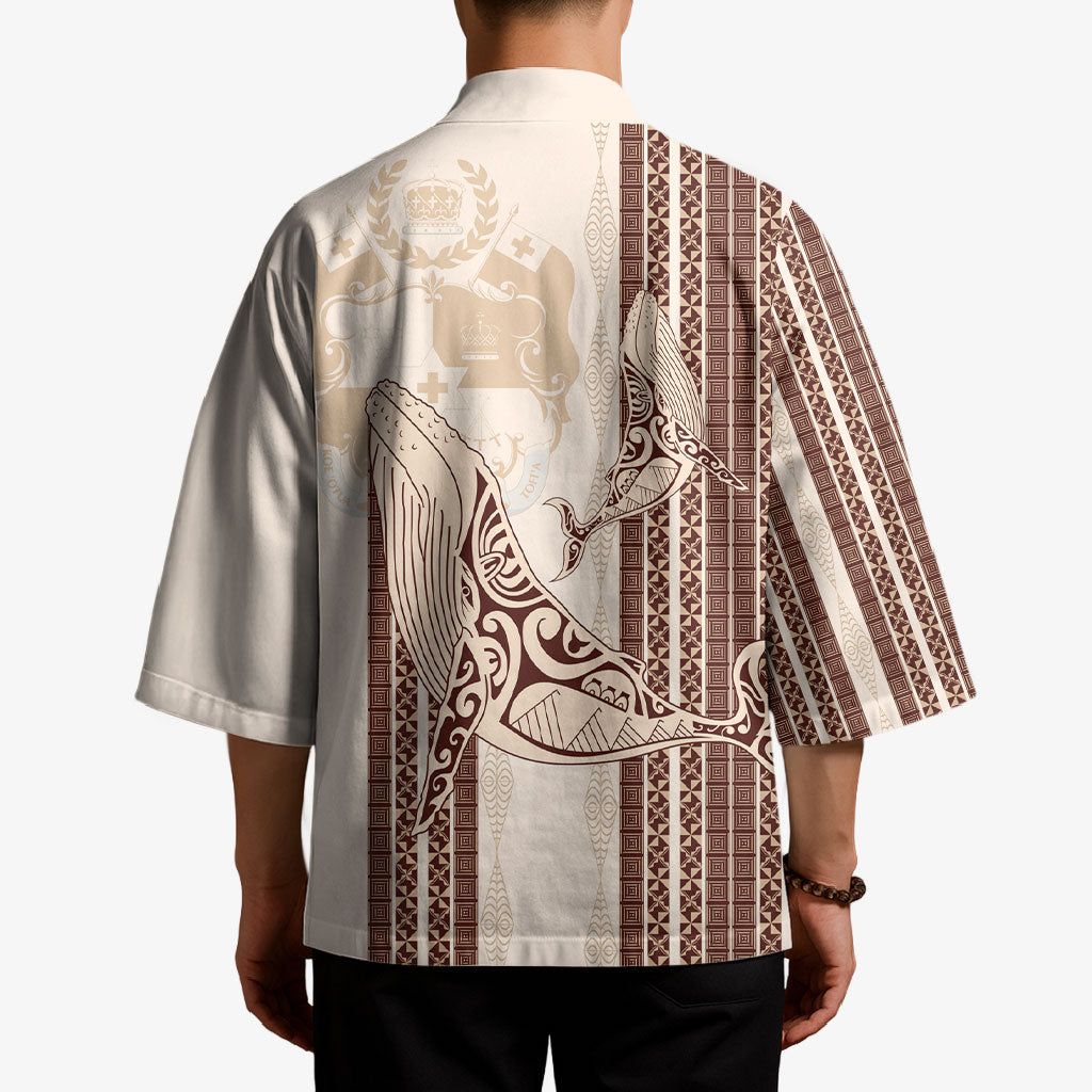 Swimming With Humpback Whales Season Tonga Kimono Tongan Tofuaa Ngatu Pattern Brown