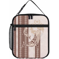 Swimming With Humpback Whales Season Tonga Lunch Bag Tongan Tofuaa Ngatu Pattern Brown