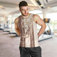 Swimming With Humpback Whales Season Tonga Men Tank Top Tongan Tofuaa Ngatu Pattern Brown