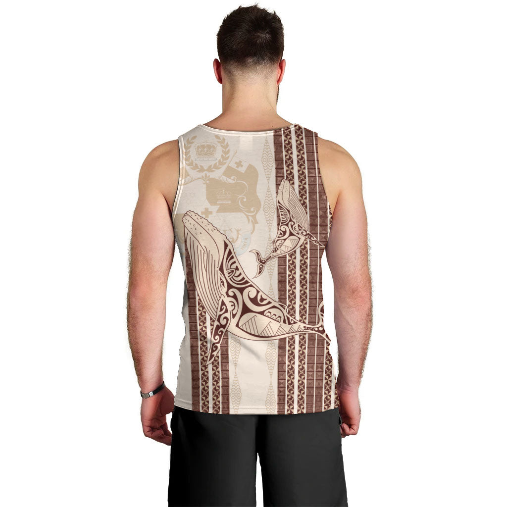 Swimming With Humpback Whales Season Tonga Men Tank Top Tongan Tofuaa Ngatu Pattern Brown