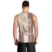 Swimming With Humpback Whales Season Tonga Men Tank Top Tongan Tofuaa Ngatu Pattern Brown