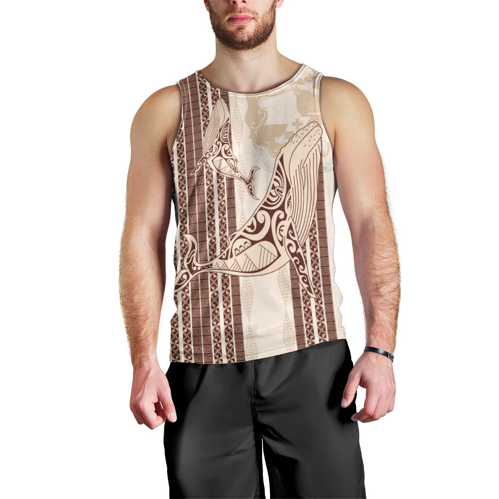 Swimming With Humpback Whales Season Tonga Men Tank Top Tongan Tofuaa Ngatu Pattern Brown