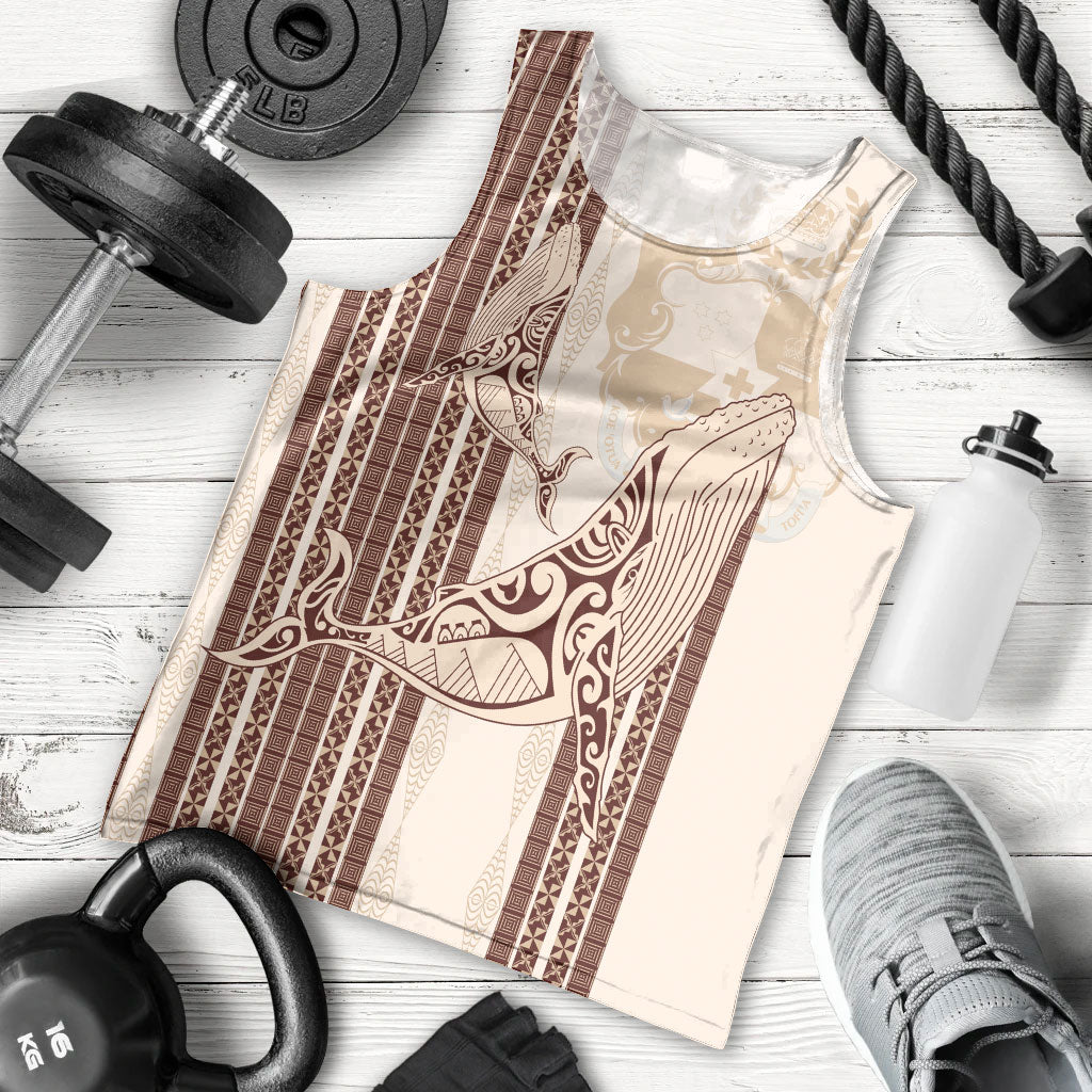 Swimming With Humpback Whales Season Tonga Men Tank Top Tongan Tofuaa Ngatu Pattern Brown