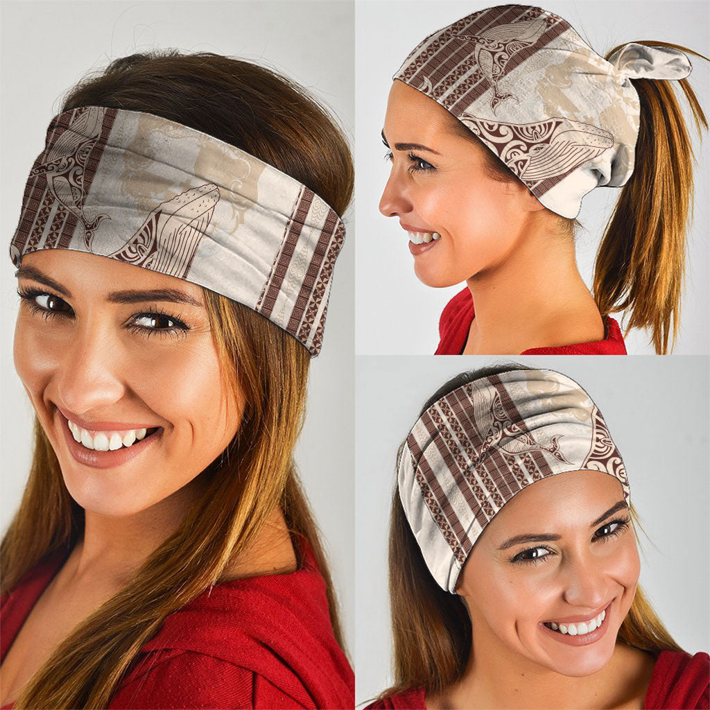 Swimming With Humpback Whales Season Tonga Neck Gaiter Tongan Tofuaa Ngatu Pattern Brown