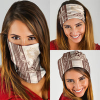Swimming With Humpback Whales Season Tonga Neck Gaiter Tongan Tofuaa Ngatu Pattern Brown